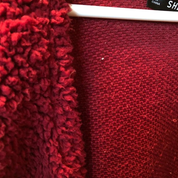 Shein Maroon fluffy jacket - Picture 3 of 3